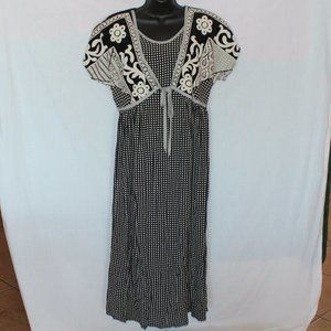 Black & Cream Dress with Faux Tie Vest